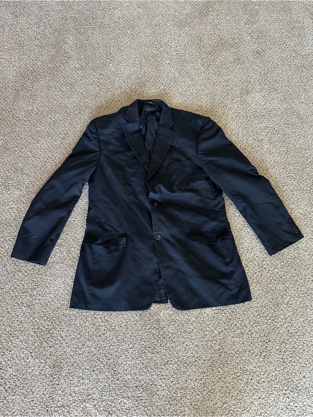 Haggar Mens Blazer Jacket Sports Coat 44L Navy Blue Suit